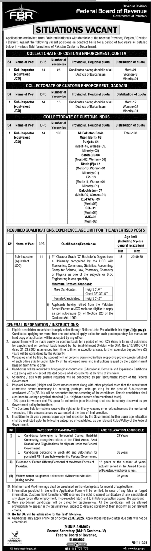FBR Jobs 2025: Apply Online for Federal Board of Revenue Vacancies Across Pakistan
