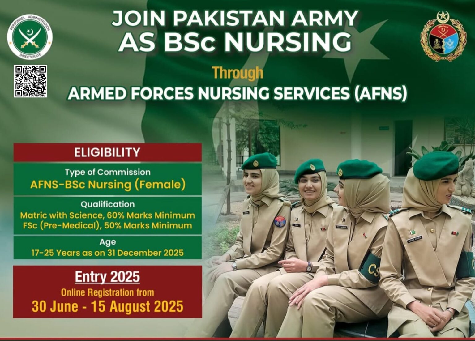 Join Pak Army as AFNS 2025 – Armed Forces Nursing Services (Complete Guide for Female Candidates)