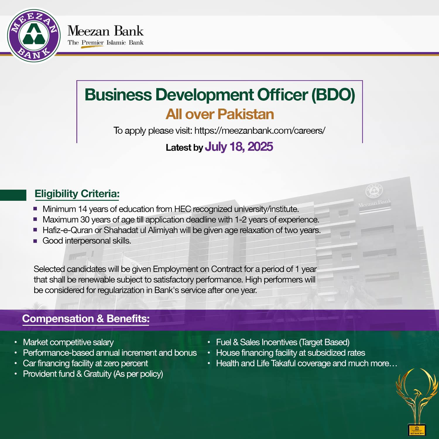 Meezan Bank Jobs 2025 for Business Development Officers (BDO) – Apply Online Across Pakistan