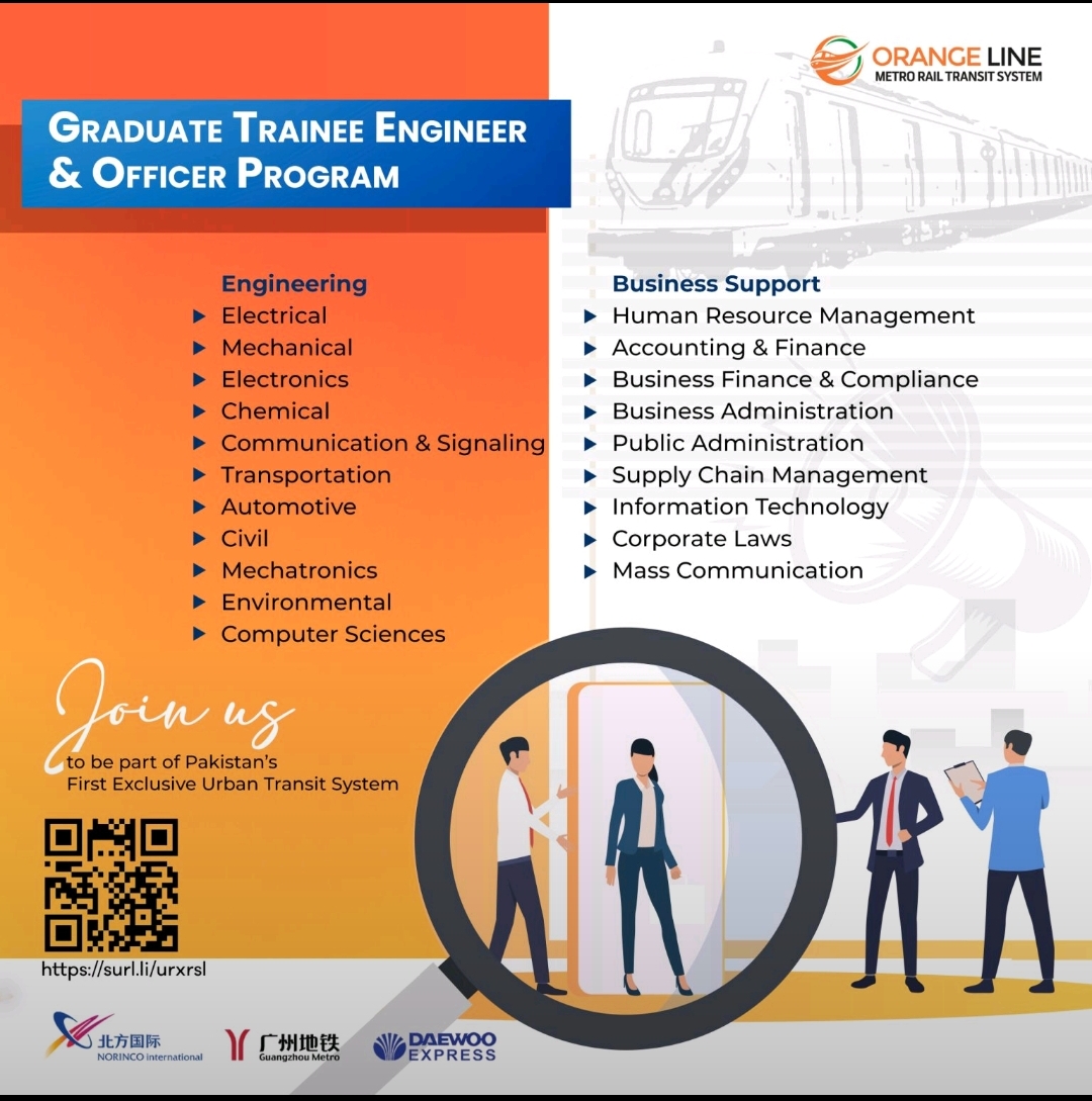 Orange Line Metro Graduate Trainee Engineers and Officers Program 2025 – Talent Development Program by Punjab Mass Transit Authority