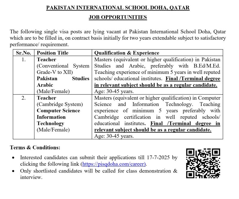 Pakistan-International-School-Doha-Qatar-Jobs
